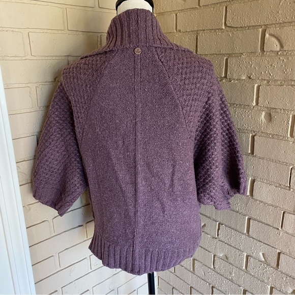 Prana MILONE Cardigan Sweater Womens Medium M Short Batwing Chunky Knit Purple - Picture 5 of 10